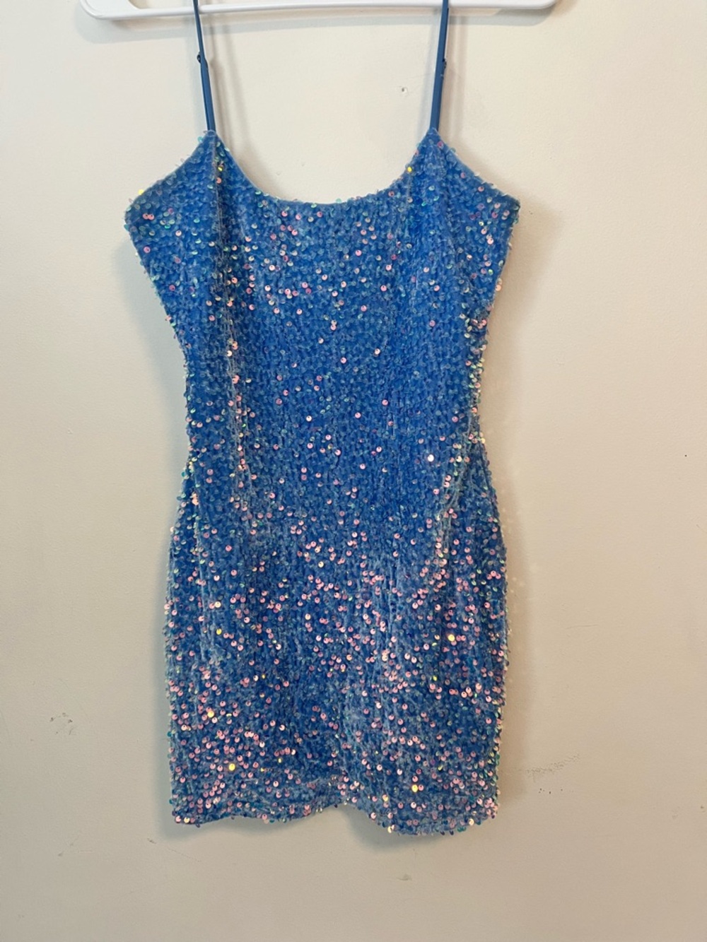 Lucy in the Sky Blue Sequin Spaghetti Strap Mini Dress